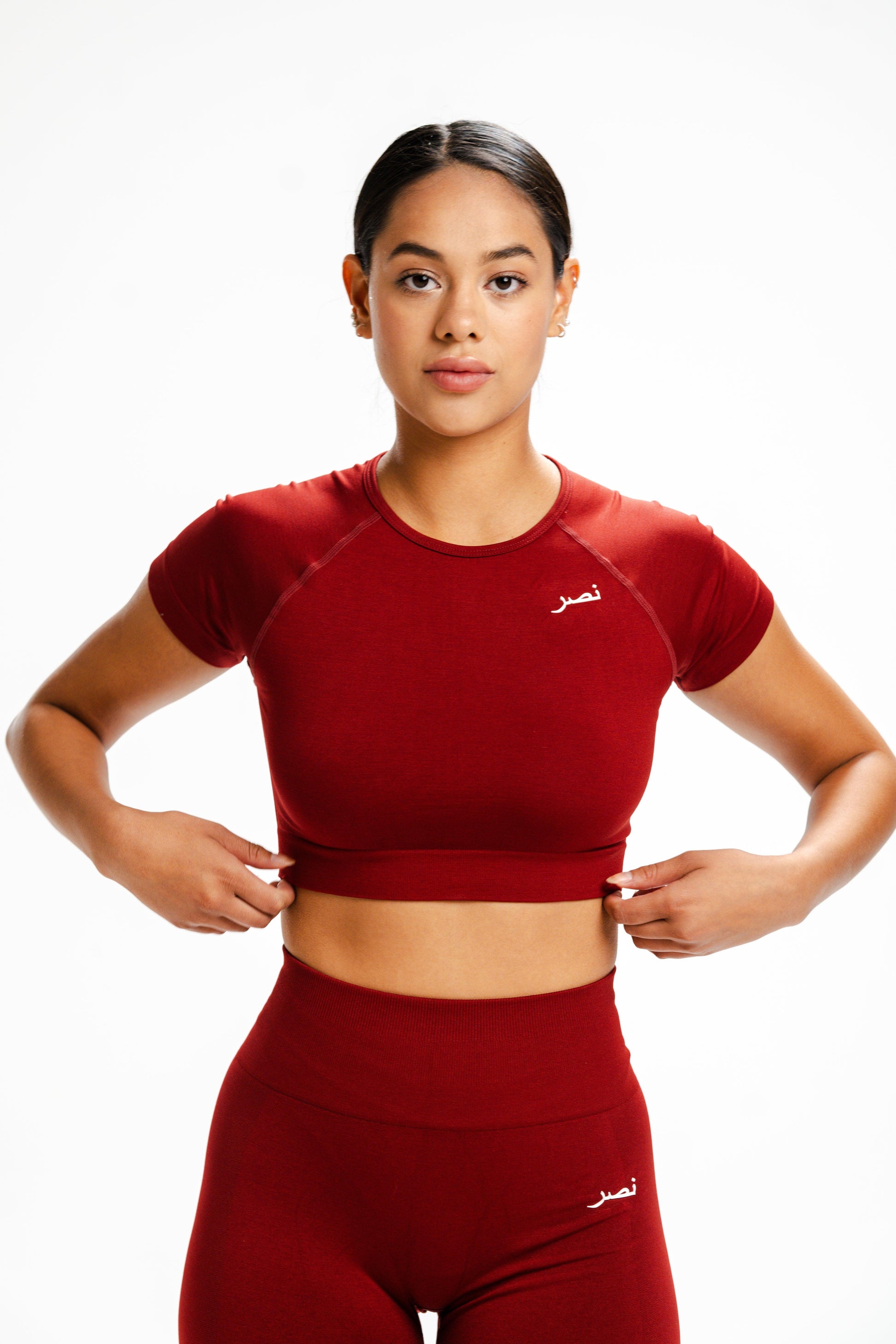 Seamless Long Sleeve Crop Top - Red - NHASR