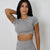 Seamless Short Sleeve Crop Top - Grey