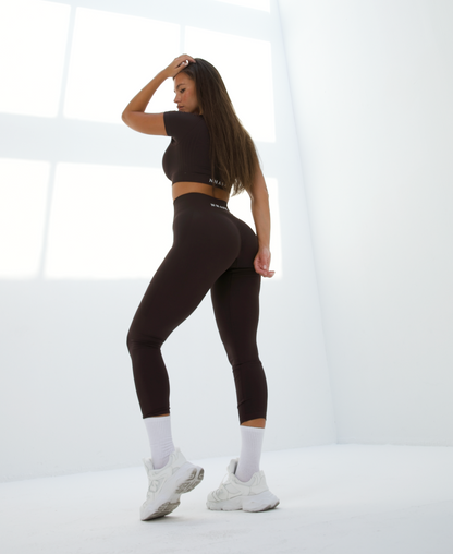 Seamless Scrunch Leggings - Brown - NHASR