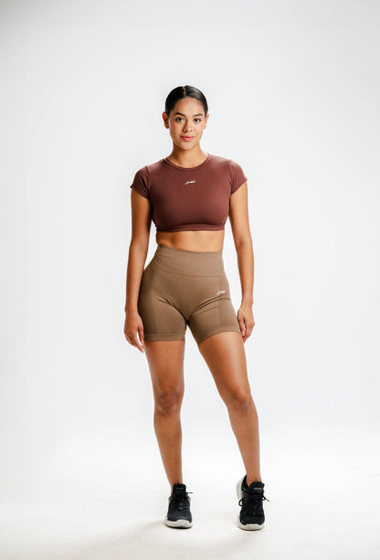 Seamless Scrunch Shorts - Brown - NHASR